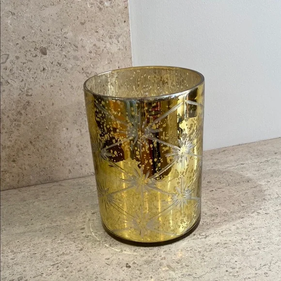 West Elm Distressed Gold Starburst Mercury Glass Candle Holder - Picture 2 of 8